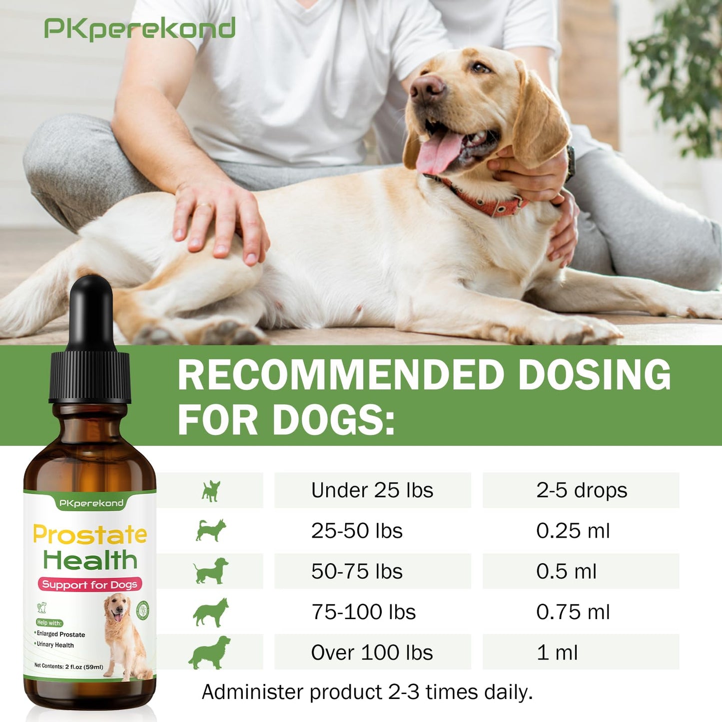 Prostate Health Support for Dogs, Relieves Enlarged Prostate, Supports Urinary Tract Health, Normal Frequency, Enhances Overall Immune Wellness, Natural Herbal Supplement, 2 oz (59 ml)