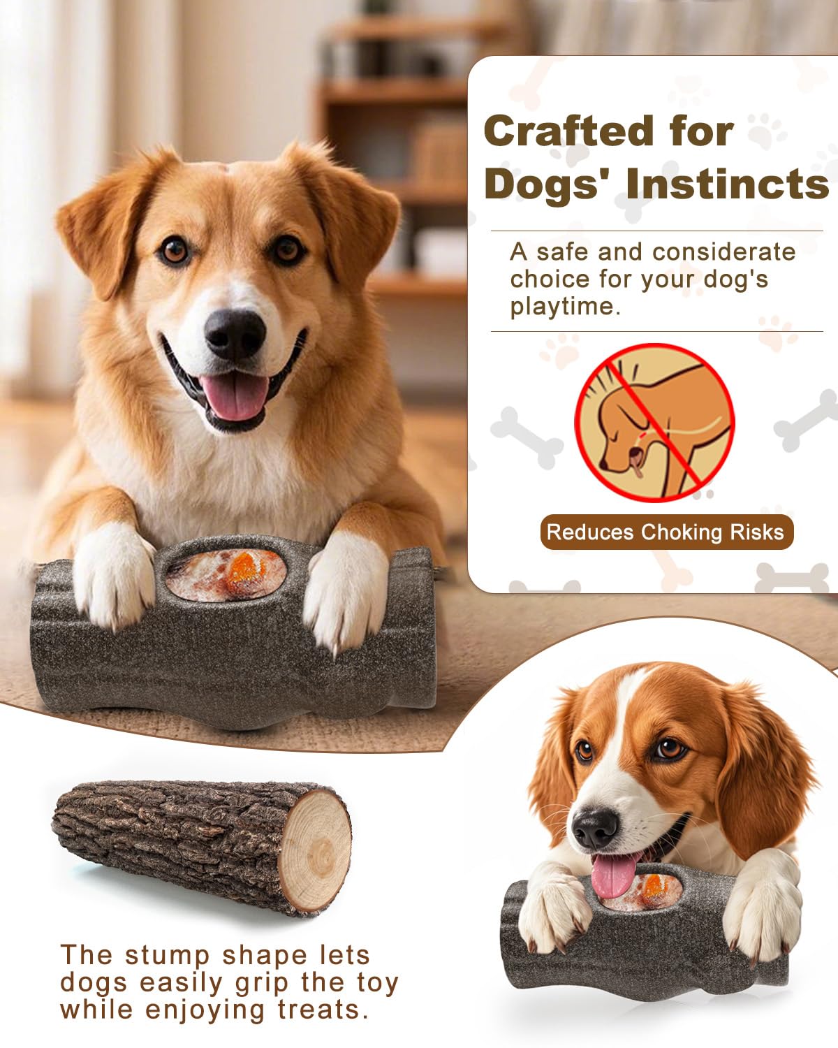 NEMOVA Interactive Dog Chew Toy with Branch Shape, Frozen Treat Dog Toys to Keep Them Busy, Reusable, Safe Puzzle Toy for Puppy, Small, Large Dogs