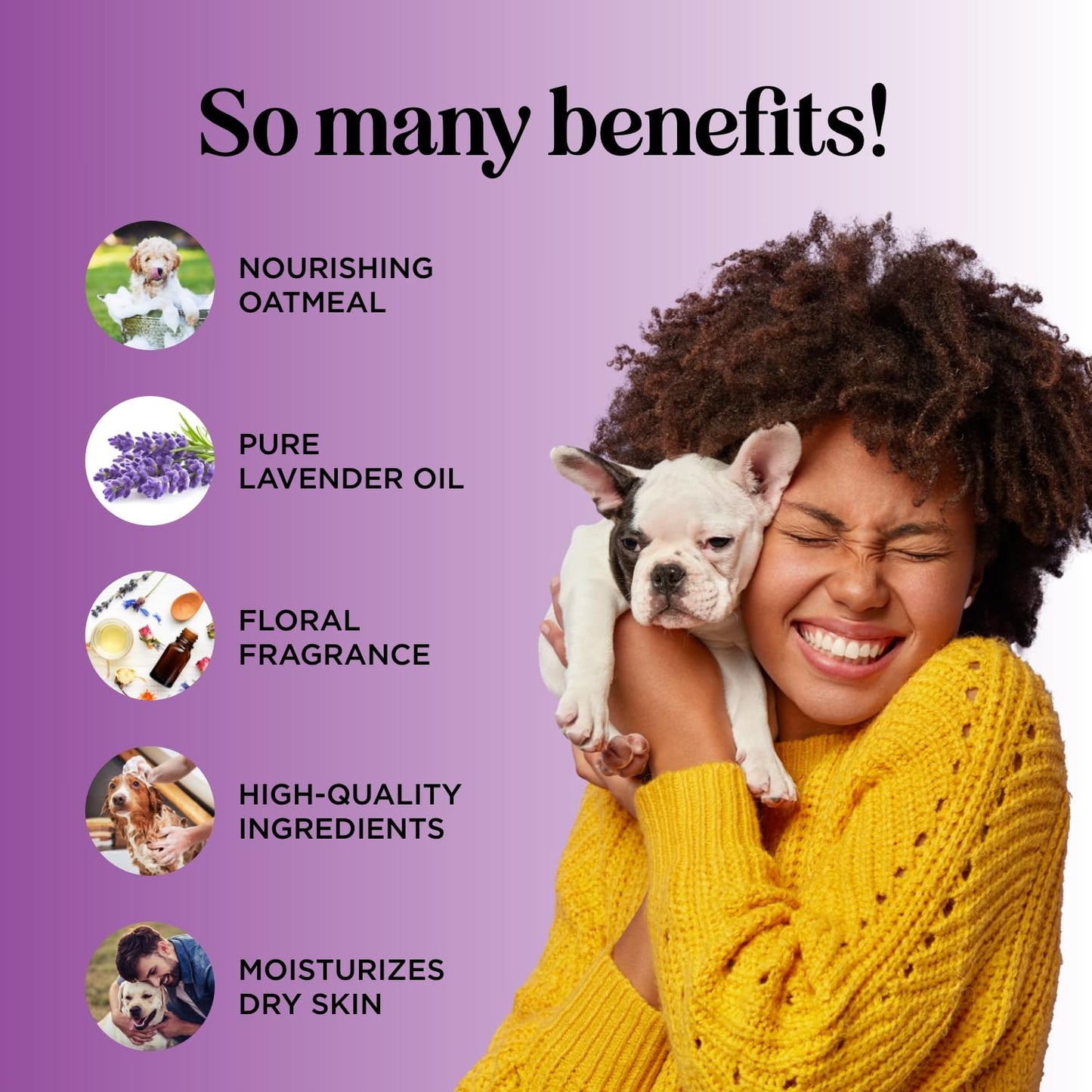 Soothing Oatmeal Shampoo for Dogs - Cleansing and Moisturizing Aloe & Oatmeal Dog Shampoo for Smelly Dogs of all Ages & Breeds - Gentle Sulfate and Paraben Free Dog Wash Made in USA (Lavender Vanilla)