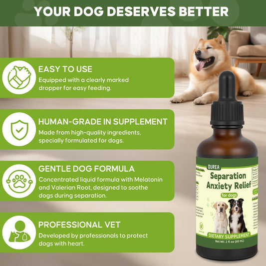 Separation Anxiety Relief for Dogs, Calming Care for Dogs, Helps Relieve Anxiety During Separation, Valerian Root for Anxiety Drops, Easy to Use (2 fl oz)