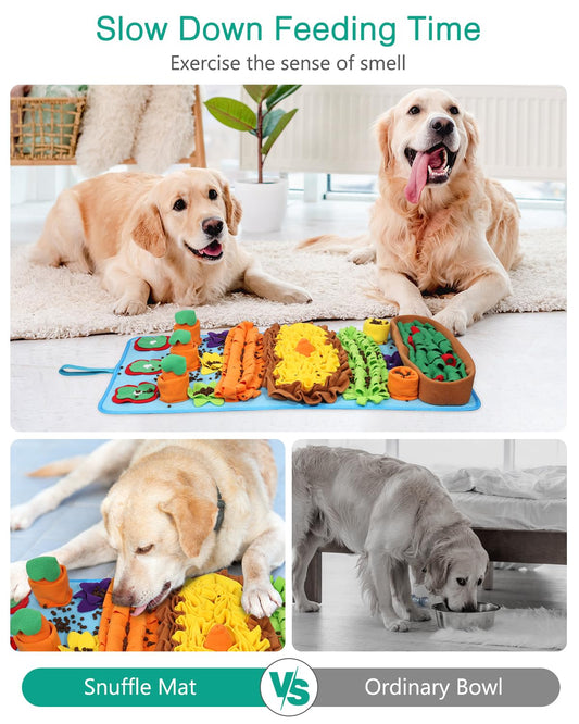 ORIA Snuffle Mat for Dogs, 32''x20'' Dog Treats Mat with 4 Squeaky Carrots, Slow Feeder Puzzle Toy for Boredom, Stress Relief, Foraging Mats for Small Medium Large Dogs Cats Rabbits