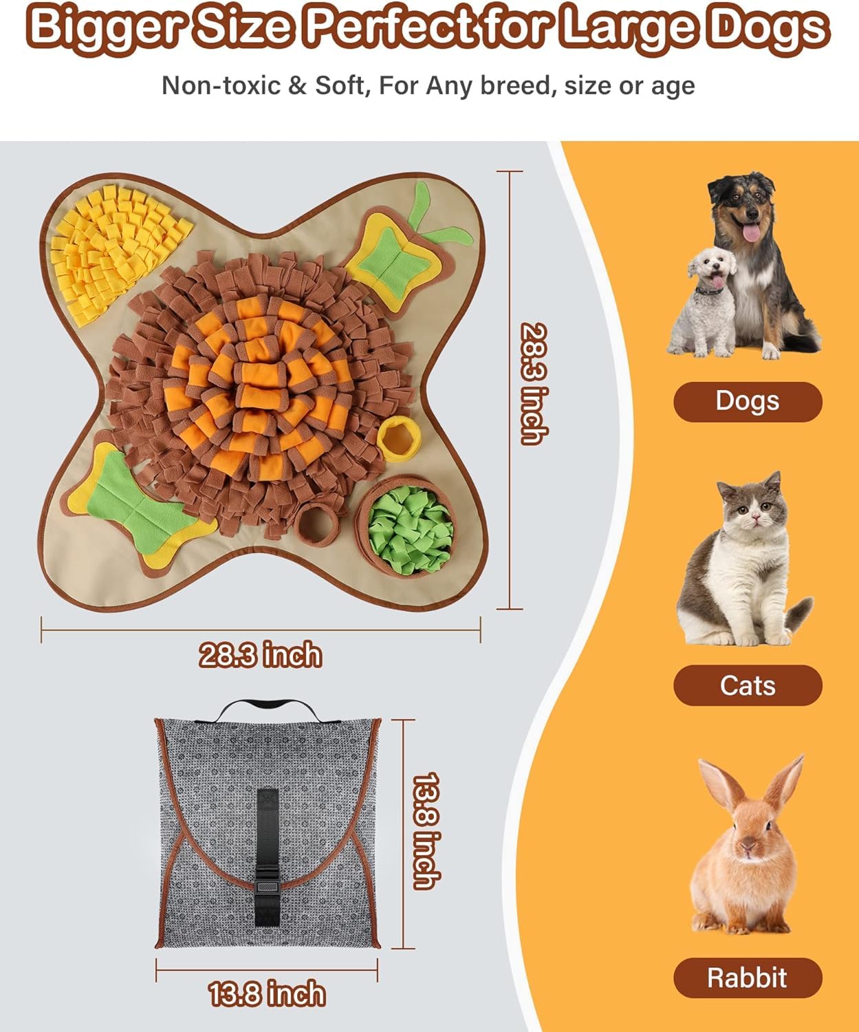 HOPET Snuffle Mat for Dogs Large Breed,Interactive Sniff Feeding Training Mat for Puppy Slow Feeder, Mental Stimulation & Slow Feeding Game for All Breeds