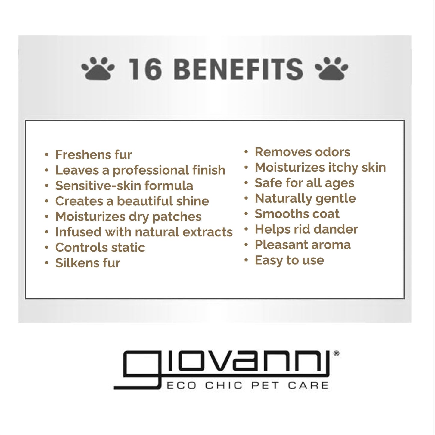 GIOVANNI Professional 2-in-1 Pet Shampoo & Conditioner - for Dogs & Cats, Oatmeal & Coconut, Helps Neutralize Odors, Deeply Cleanses, Silkens, Controls Static - 16 oz