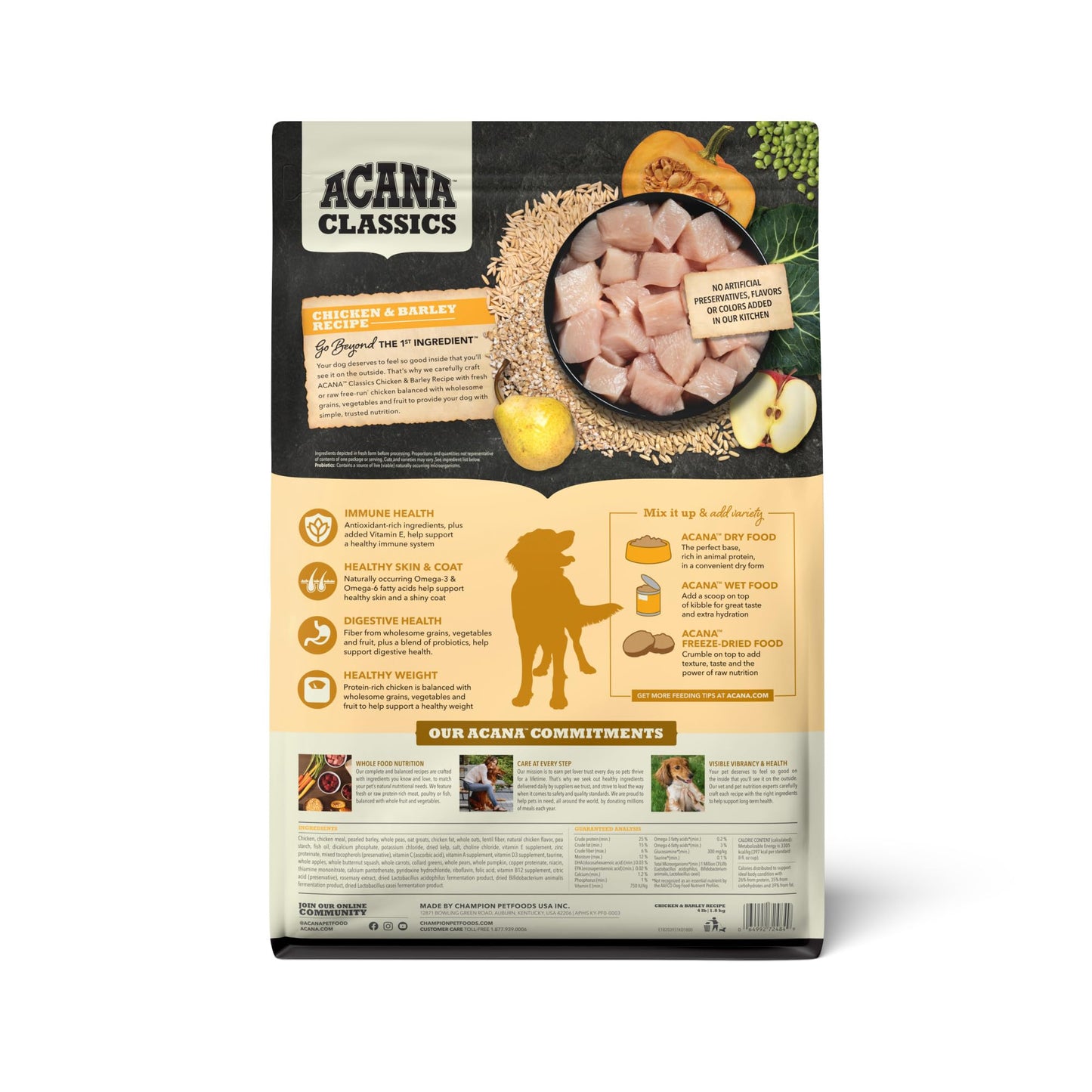 ACANA Classics Dry Dog Food Chicken and Barley Recipe 4lb Bag
