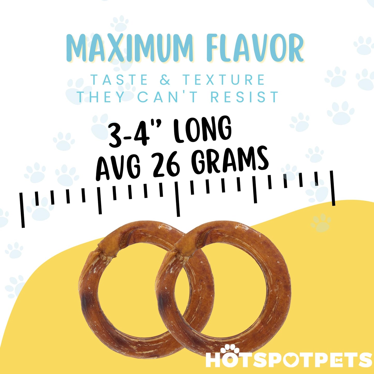 hotspot pets Bully Stick Rings for Dogs - (20 Pack) 4" Premium All Natural Long Twisted Beef Pizzle Dog Chew Treats, Low Odor- Grain Free Fully Digestible Rawhide Alternative -Thick Chew Circles