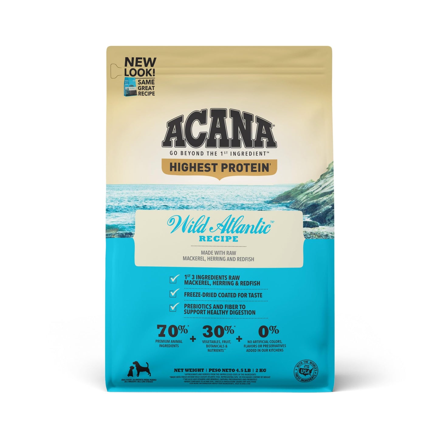 ACANA Highest Protein Grain Free Dry Dog Food Wild Atlantic Recipe 4.5lb Bag