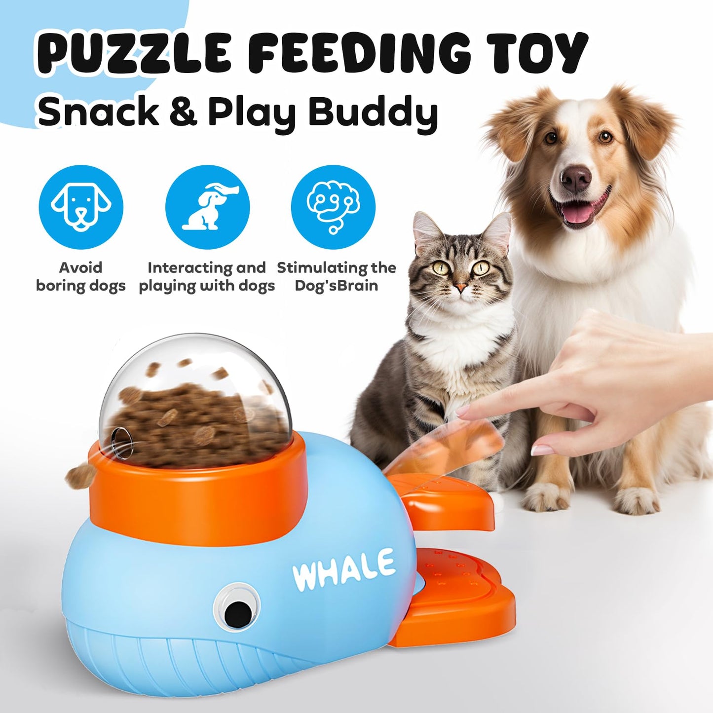 Interactive Treat Dispenser Dog Toys, Pet Food Puzzle Slow Feeder (Blue)