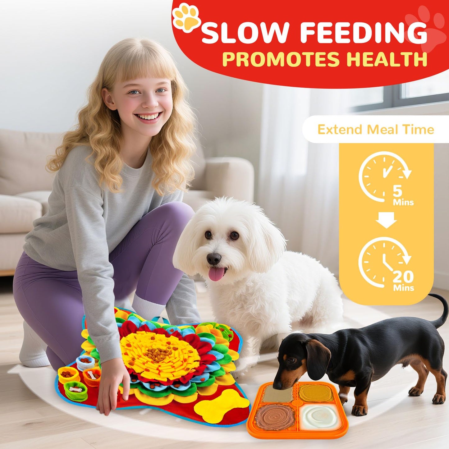 UETZLTB Dog Snuffle Mat and Lick Mats Set, Interactive Dog Enrichment Puzzle Toys for Puppy Small Medium Breed Dogs Cats, Cognitive Sniff Foraging Mats for Slow Feeding Treat Game Mental Stimulation
