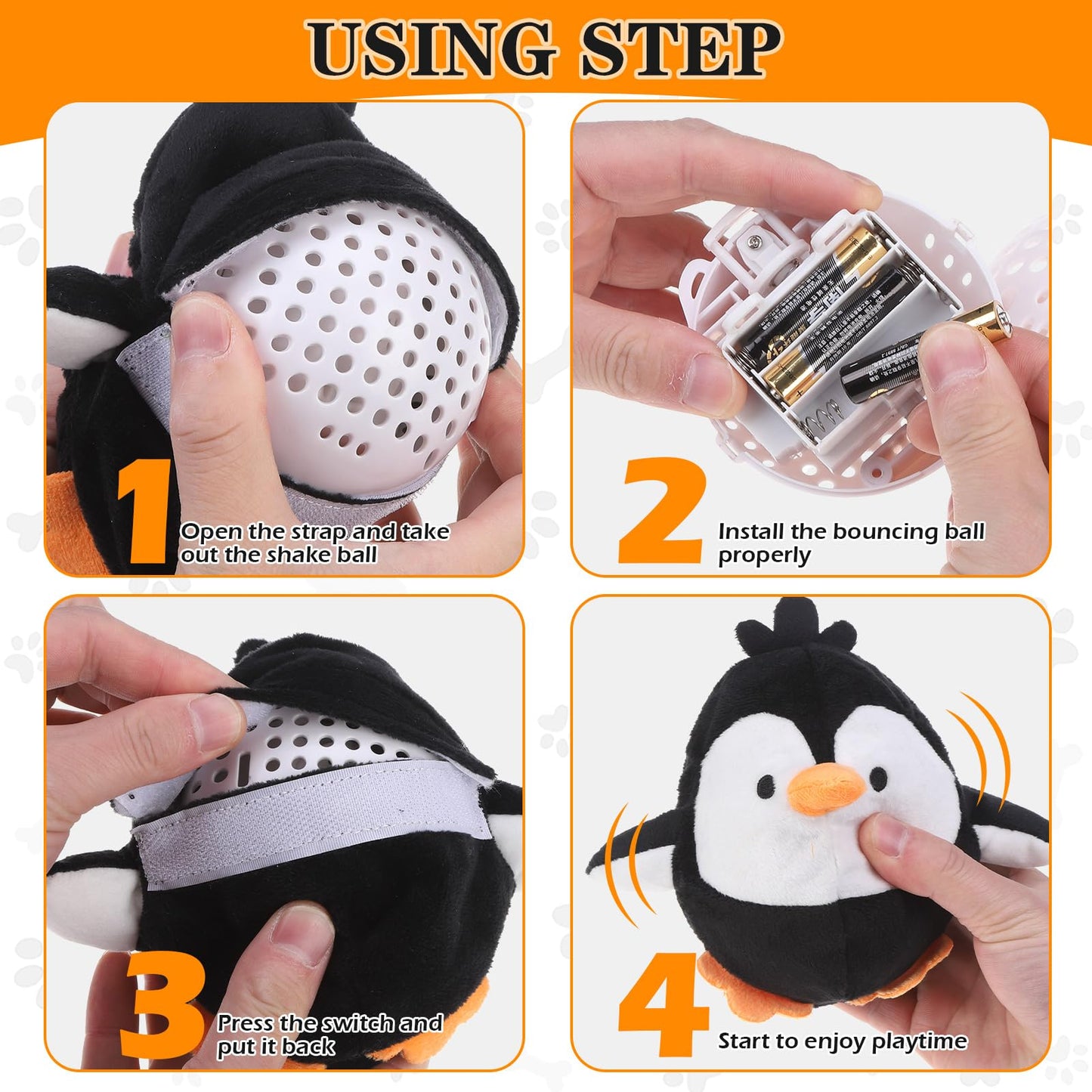 EXPAWLORER Interactive Dog Toys- Automatic Moving Doggie Toy Ball, Puppy Squeaky Toys to Keep Them Busy for Boredom, Jumping Enrichment Pet Toys for Small Medium Dogs, Penguin