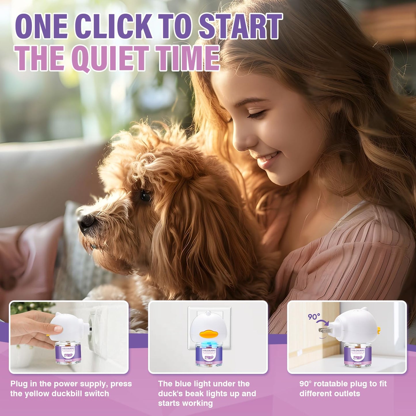 Dog Pheromones Calming Diffuser 3 In 1 Advanced Kit Appeasing Pheromone Diffuser to Calm Pet (1 Plug in+2 Pack 48ml Refill) for Anxiety Relieve Relief Reduce Aggression Fighting Stress (Tasteless)