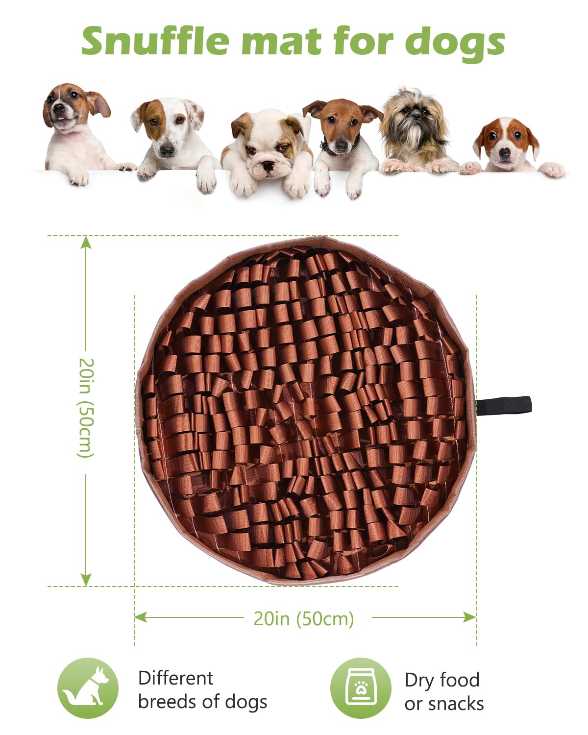 KeeKit Snuffle Mat for Dogs, 25x25 Inch Slow Feeder Mat, Interactive Feeding Game for Small & Medium Dogs - Encourages Natural Foraging, Mental Stimulation - Non-Slip Durable Design for Kibble/Treats