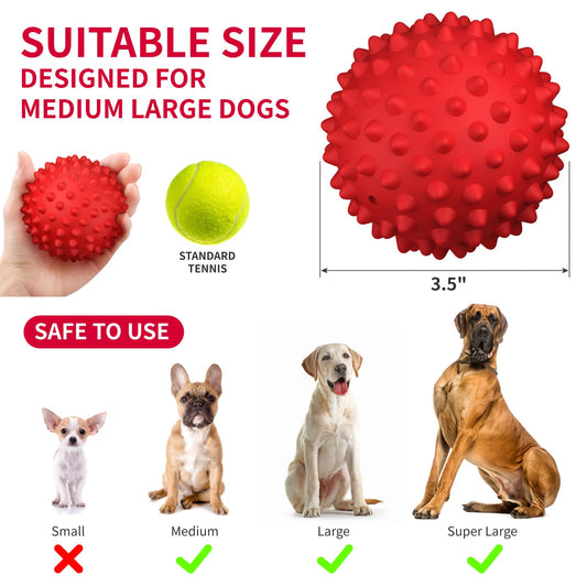 Apasiri Dog Balls Squeaky Dog Toys for Large Dogs, Dog Toys for Aggressive Chewers, Tough Spiky Dog Ball, Floatable Rubber Pet Toys for Medium Breed, Beef Flavor, Pack of 2