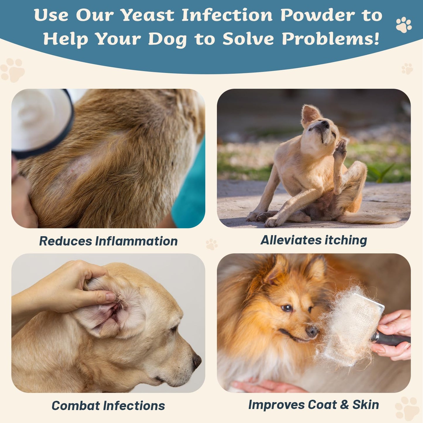 Yeast Infection Treatment for Dogs Supports Healthy Skin, Ears & Paws – Natural Dog Yeast Infection Treatmen Supplement Soothing Irritation & Itching - 60 Days Large Supply Gentle Dog Yeast Relief
