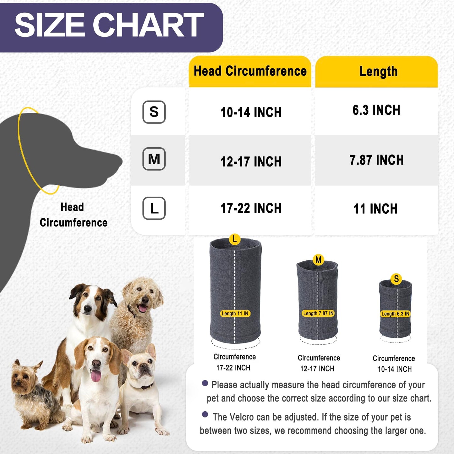 Meifsou Dog Calming Head Wrap, No Shake Quiet Ears for Dogs Anxiety Relief, Original Ear Covers Pet Calming Hoodie for Thunder, Lightning, Fireworks, Vet Visits, High Stretch Ribbed Fabric, Grey M