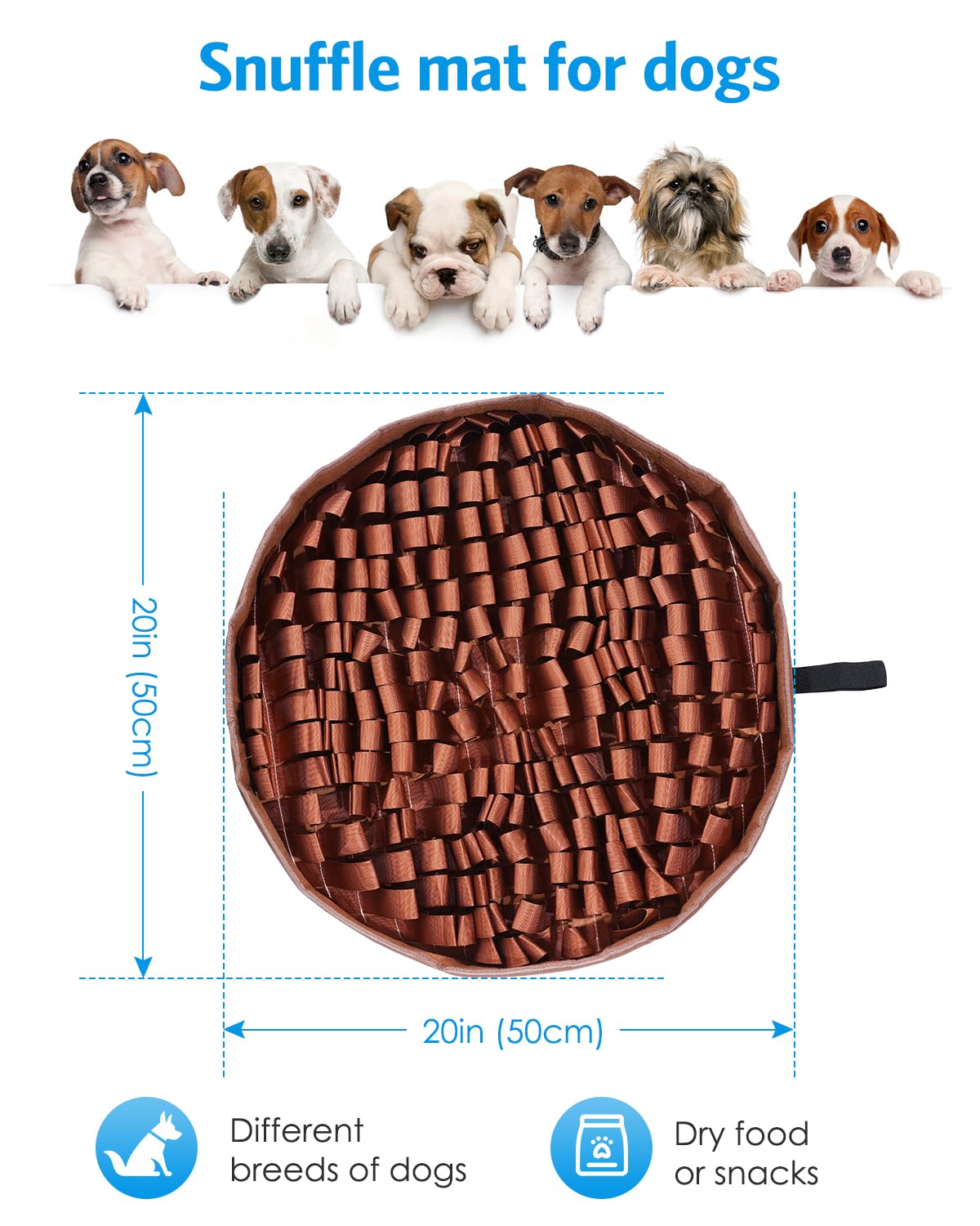 AMIR Slow Feeder Mat for Dogs – Dog Food Mat Anti-Gobble Mat to Relieve Boredom, Anxiety & Stress, Snuffle Mat for Dogs Works for All Dog Breeds, Sizes & Ages