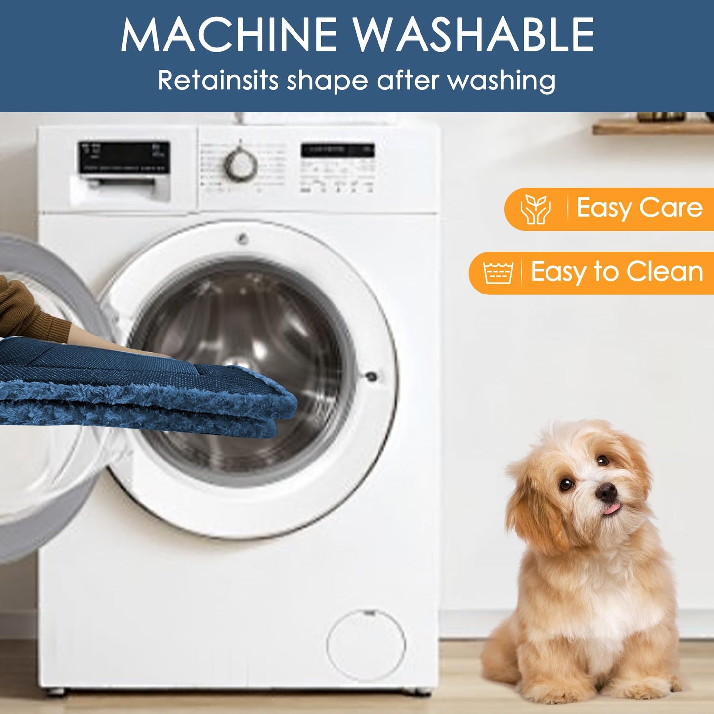 WITTOP Washable Dog Bed Plush Orthopedic Outdoor Crate Mat with Non-Slip Bottom,Luxe Soft Kennel Pad for Pets, Cozy Cage Cushion & Pet Sleeping Mattress Large Sized,Medium,Small Dogs,30 x 20 inch,Blue