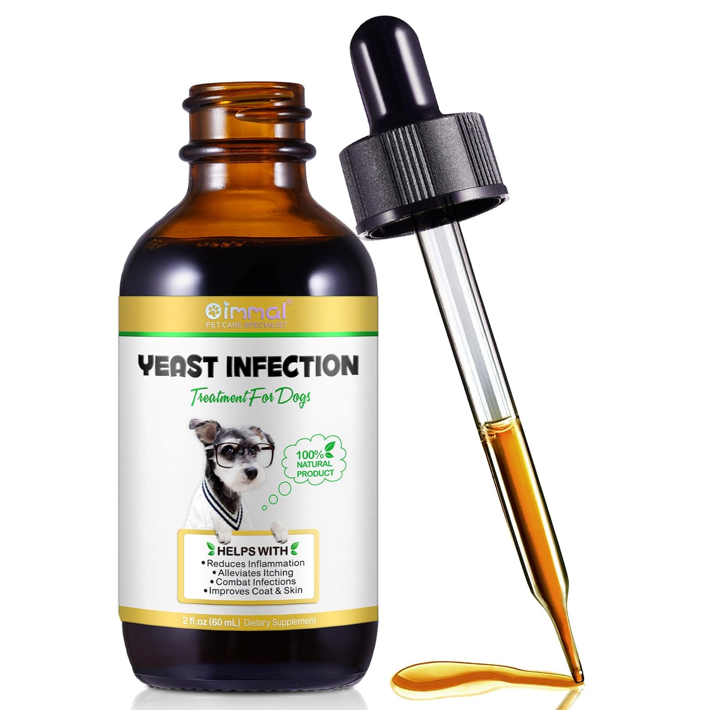 Yeast Infection Treatment for Dogs, Naturally Supports Dog Healthy Itch Relief, Ear Infection Treatment, Dogs Allergy Relief, Inflammation Relief & More (1pcs)
