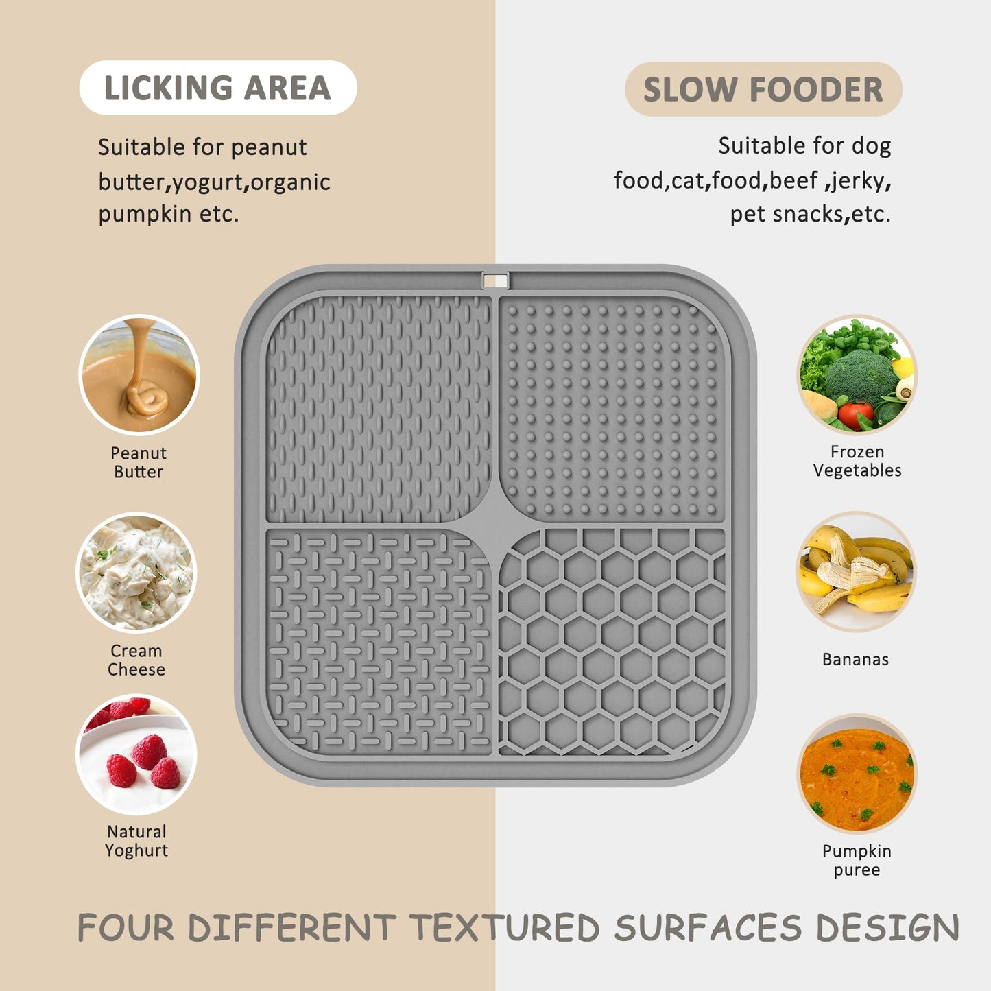 ChefAide 2 Pack Lick Mat for Dogs,Cats,Upgraded 8.5×8.5 inches Licking Mats with Suction Cups,Slow Feeder Licking Pad for Anxiety Relief and Boredom Reducer,Suitable for Dog Training Set 2