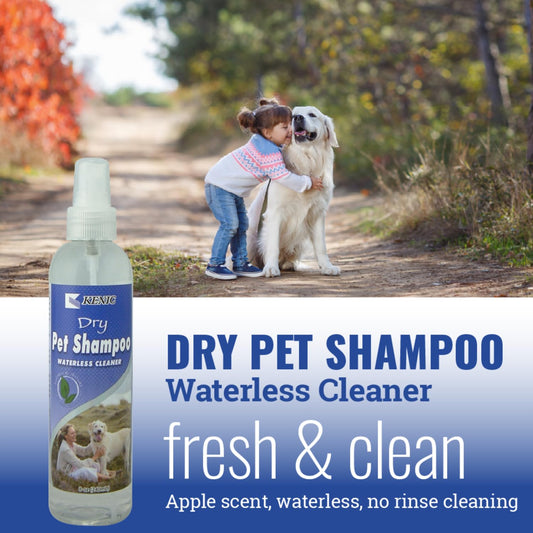 Kenic Refreshing Apple-Scented Pet Dry Pet Shampoo Spray Cleanser for Dogs, Cats, Ferrets & Rabbits, Spot Clean Spray, No Rinse Formula, 8oz