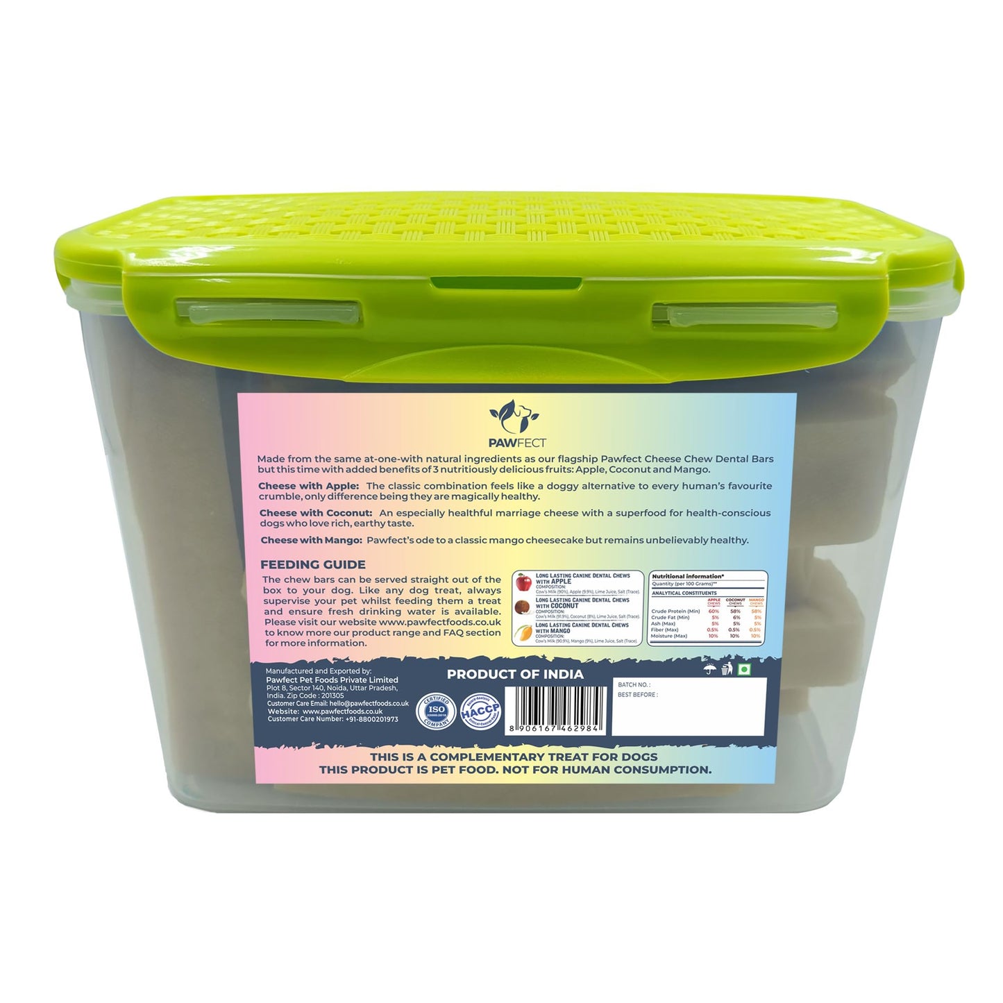 Himalayan Dog Chews Long Lasting - Apple, Coconut, Mango (55oz, Multipack of 10 in a Tub) Yak Cheese Dental Chews for Dogs | Promotes Healthy Teeth & Bones | Healthy Dog Treats for Large Dogs