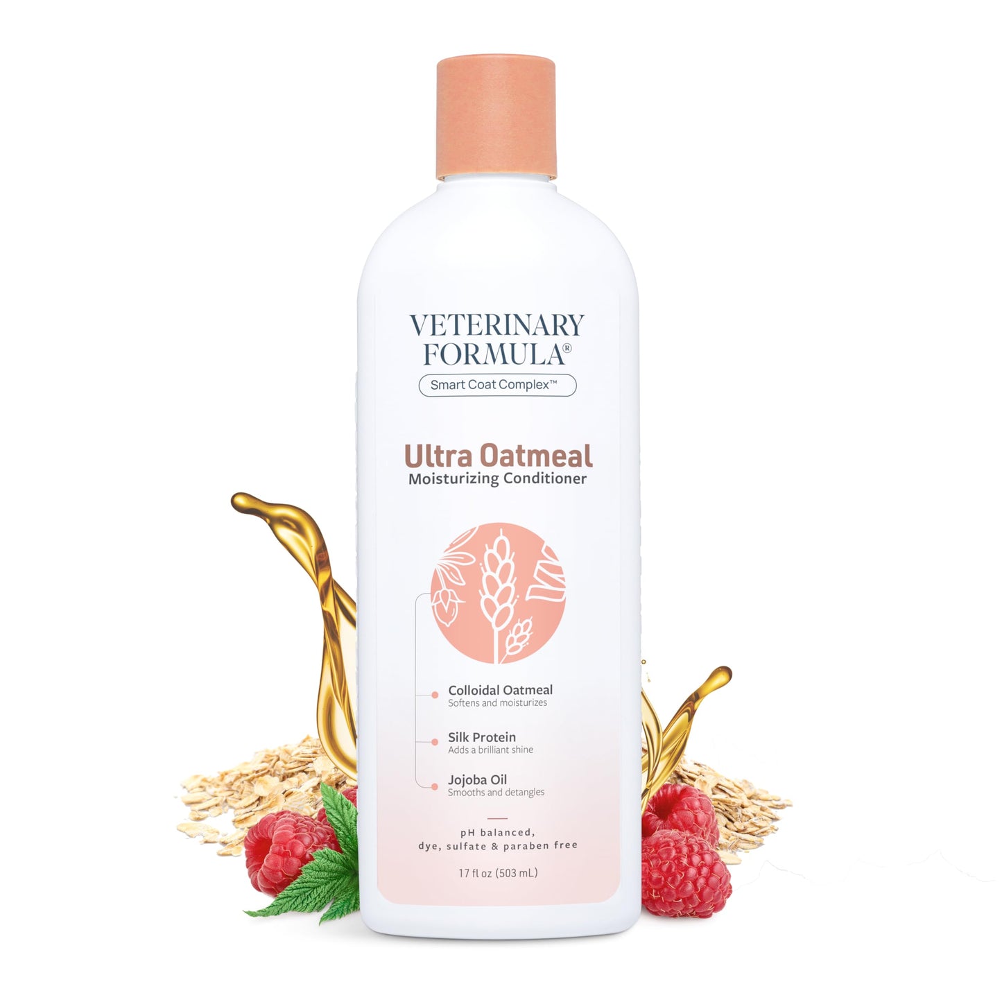 Veterinary Formula Smart Coat Complex Ultra Oatmeal Moisturizing Conditioner for Dogs, 17 Fl oz – with Colloidal Oatmeal & Jojoba – Leaves Coat Soft, Shiny, Hydrated, Strong, with Long-Lasting Scent