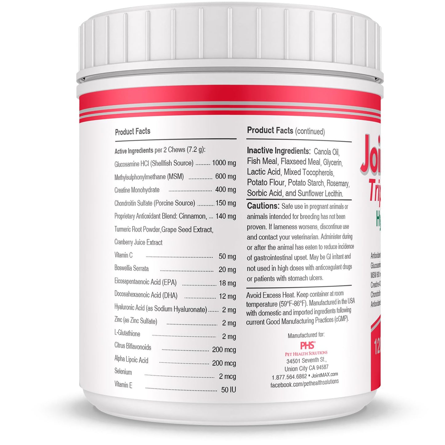 Joint MAX Triple Strength Hypo-Allergenic Soft Chews for Dogs - Hip and Joint Support Supplement with Glucosamine, Chondroitin, & MSM - Made in The USA - 120 Soft Chews