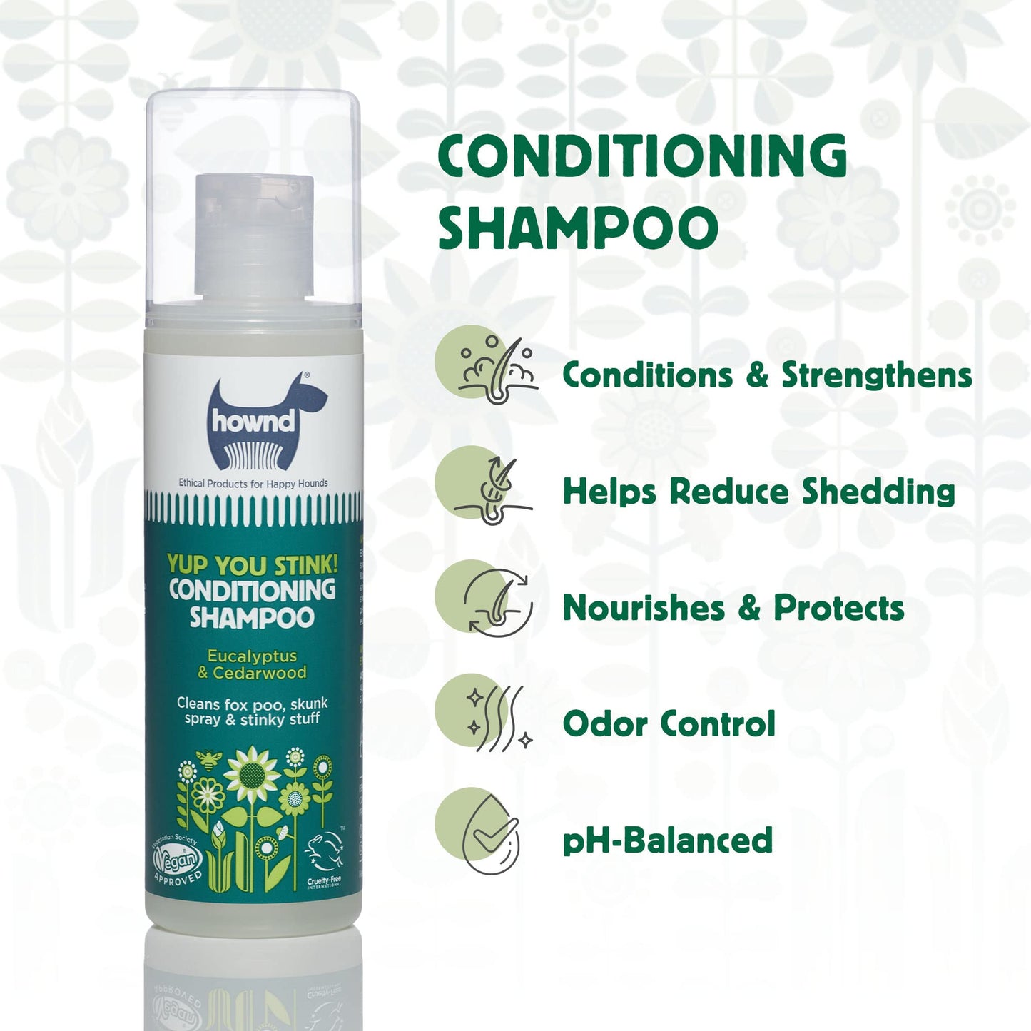 Hownd Yup You Stink Odor Deodorizing & Deep Clean 2-in-1 Dog Shampoo and Conditioner - Hypoallergenic, Vegan, pH-Balanced, Odor Control for Smelly, Itchy Dogs - Cedarwood and Eucalyptus