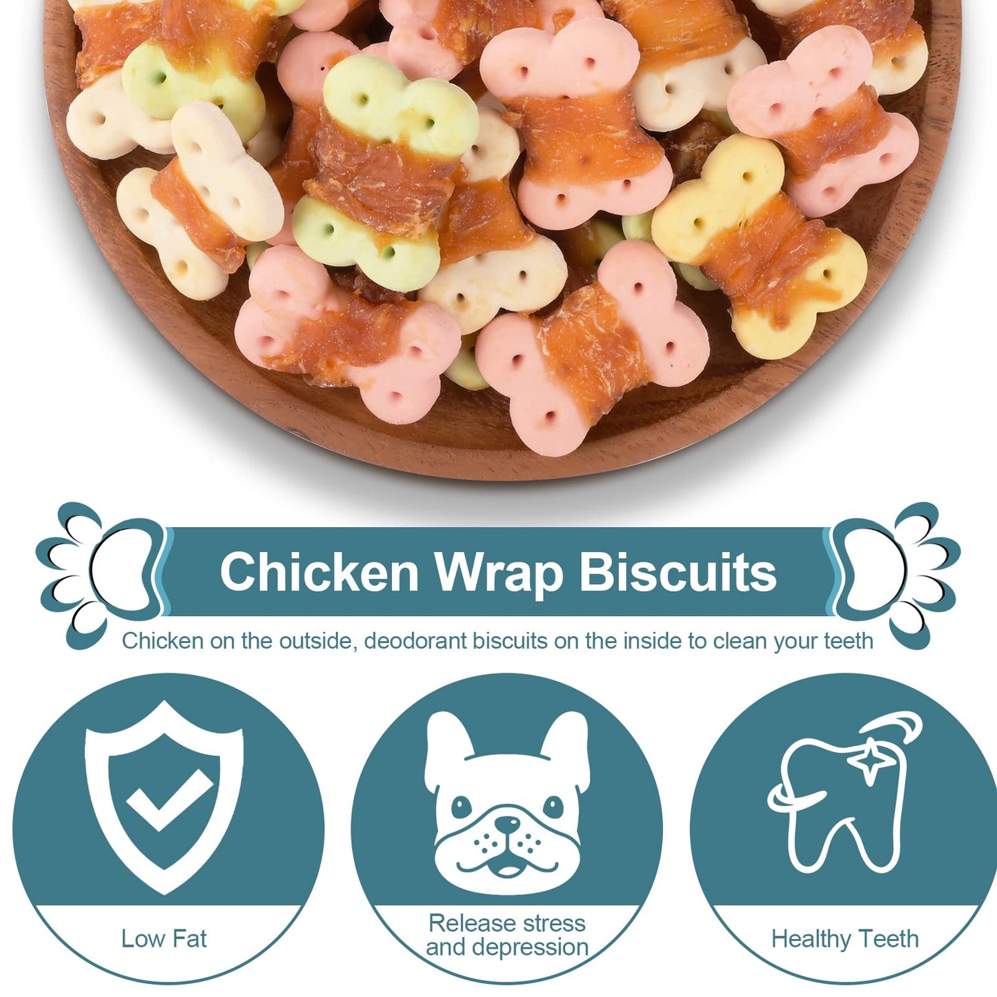 Pawant Dog Treats Biscuits Wrapped in Chicken Chews for Small Dog no Rawhide 0.5lb/227g