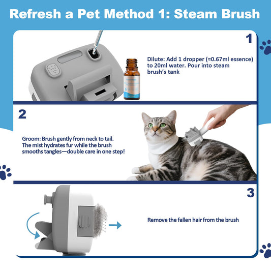 Pawimood No-Rinse Pet Shampoo & Conditioner Essence for Dogs & Cats, Dilute Before Use, for Small/Medium Pets, Soothes Skin, Hydrates Coat, Pomegranate Scent, Suitable for Pet Steam Brushes