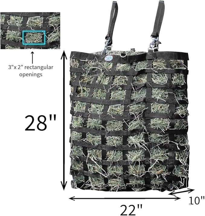 Three Sided Premium Slow Feeder Hay Bag with Super Tough Bottom and 6 Month Warranty
