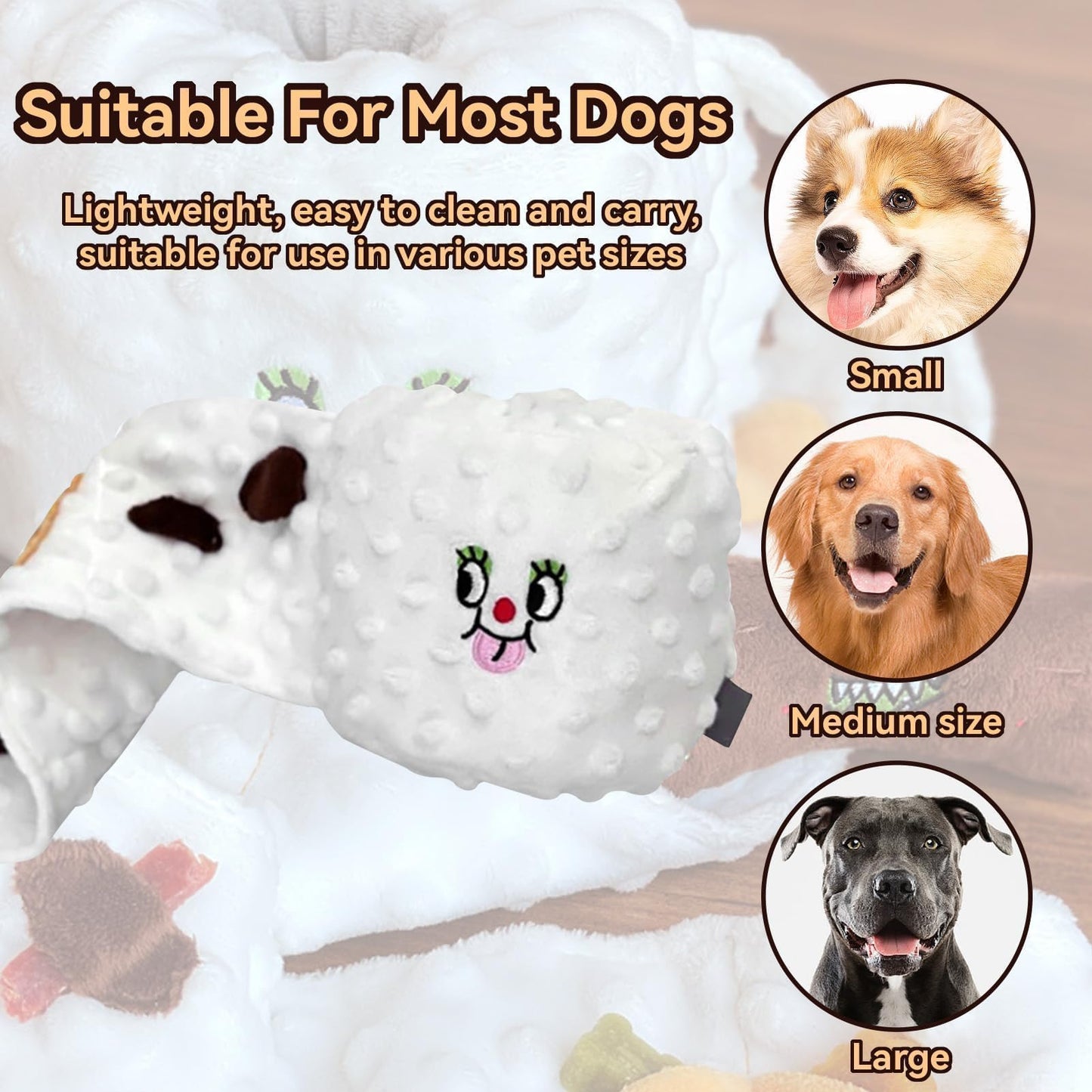 Cyrank Dog Snuffle Toy, Toilet Paper Dog Puzzle, Hide & Seek, Slow Feeder, Mental Stimulation, Medium Dogs