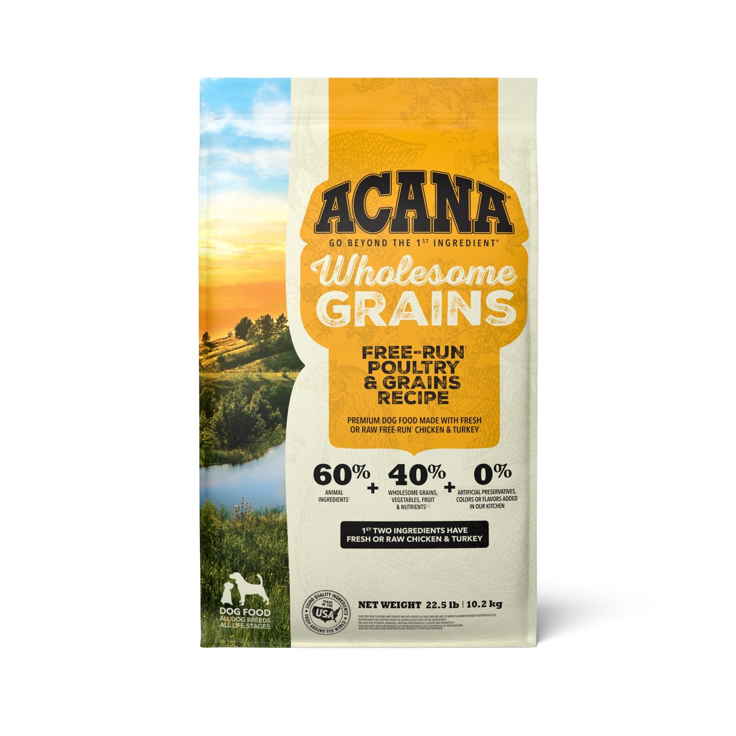 ACANA Wholesome Grains Dry Dog Food Free-Run Poultry & Grains Recipe with Cage-Free Eggs 22.5lb Bag
