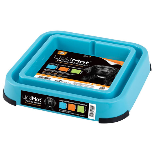 LICKIMAT Outdoor Keeper Dog Feeding Station - Slow Feeder Lick Mat Keeper for Dogs Food, Treats, Yoghurt & Peanut Butter - Extend Licky Mats for Dogs into Full Feeder, Turquoise.