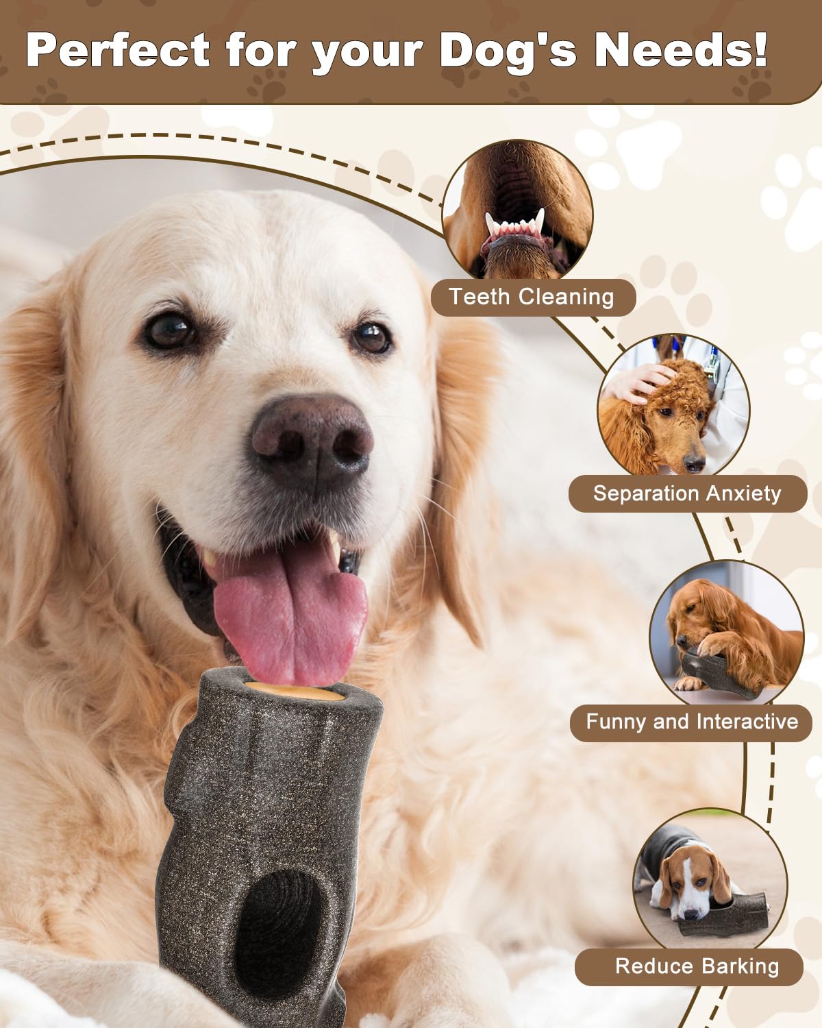 NEMOVA Interactive Dog Chew Toy with Branch Shape, Frozen Treat Dog Toys to Keep Them Busy, Reusable, Safe Puzzle Toy for Puppy, Small, Large Dogs