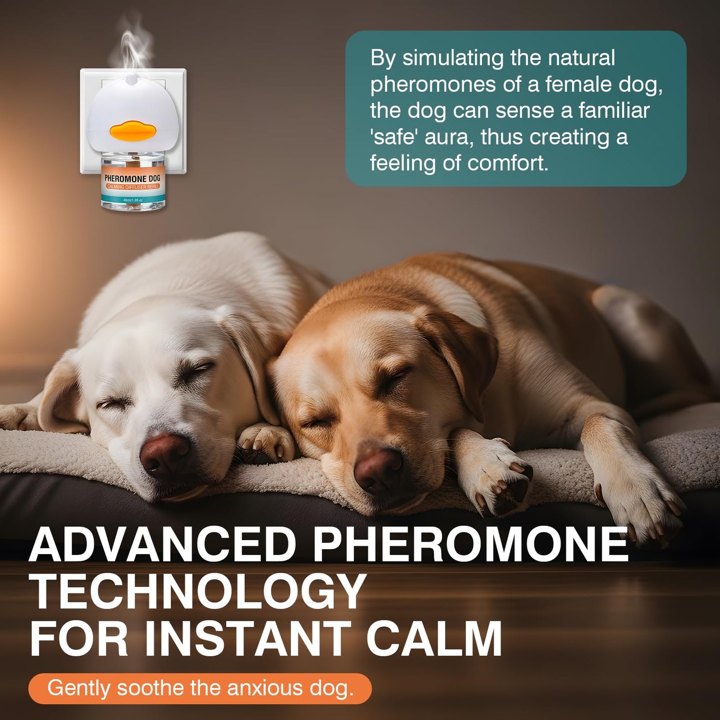 Dog Calming Pheromones Diffuser to Calm Pet 12 In 1 Advanced Kit Appeasing Pheromone Diffuser for Anxiety Relief (5 Plug in+7 Pack 48ml Refill) Reduce Aggression Fighting Barking Stress (Tasteless)
