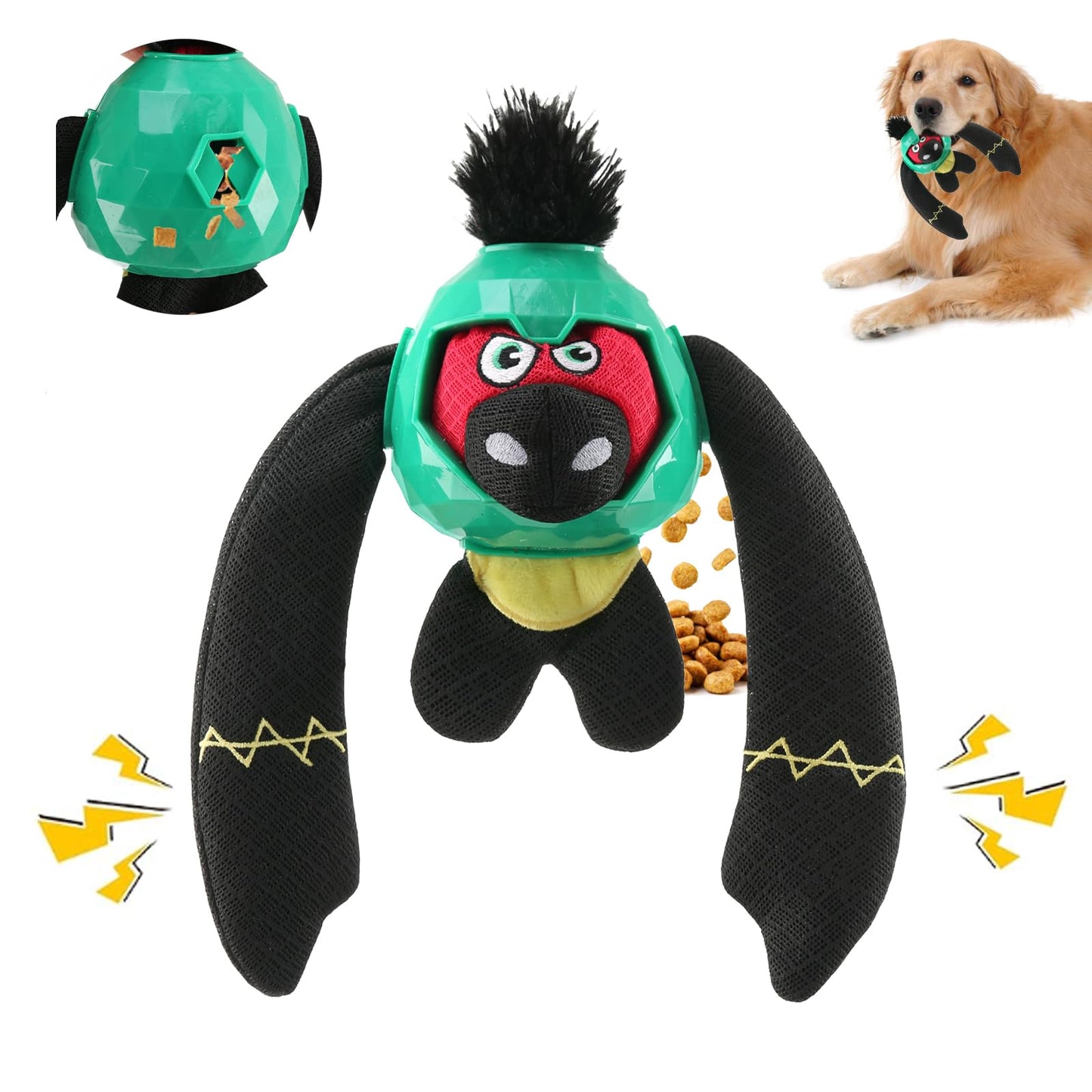 Zrbtk Tough Dog Toys – Crinkle Dog Chew Toys to Keep Them Busy, Interactive Treat Dispensing Puppy Puzzle Toys for Boredom Relief, Less Stuffed Pet Toys for Small, Medium and Large Dogs (Green)