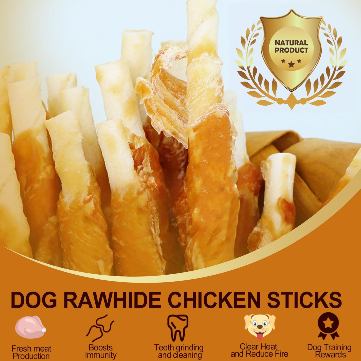 Sobirdos Dog Treats,Chicken Wrapped Rawhide Sticks for Dogs,Dog Chew Sticks,Rawhide Bones for Large Midium Dogs, Dog Treats Small Dogs,Dog Chicken Sticks,Puppy Treats,Chicken Dog Treats,4.5inch