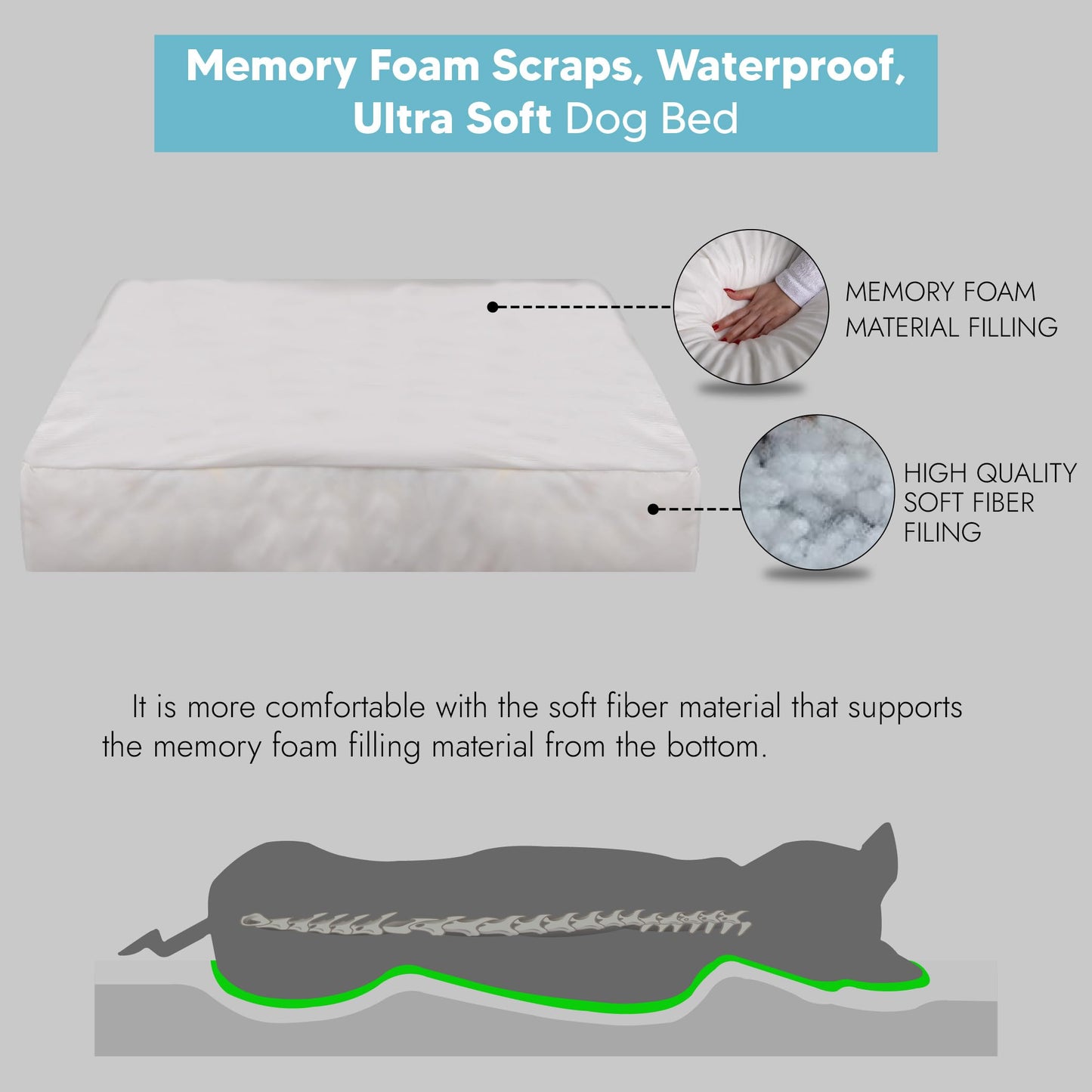 Memory Foam Dog Bed for Medium Dogs- Waterproof Dog Bed Mat with Removable Washable Cover, Waterproof Lining and NonSkid Bottom.Brown