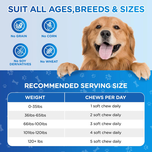 Glucosamine for Dogs,Joint Support Supplement,Dog Hip and Joint Chews,Treats with MSM Hemp, Dog Joint Pain Relief Mobility Supplements,100 PCS Chicken Flavor, Fit All Large Small Medium Breed