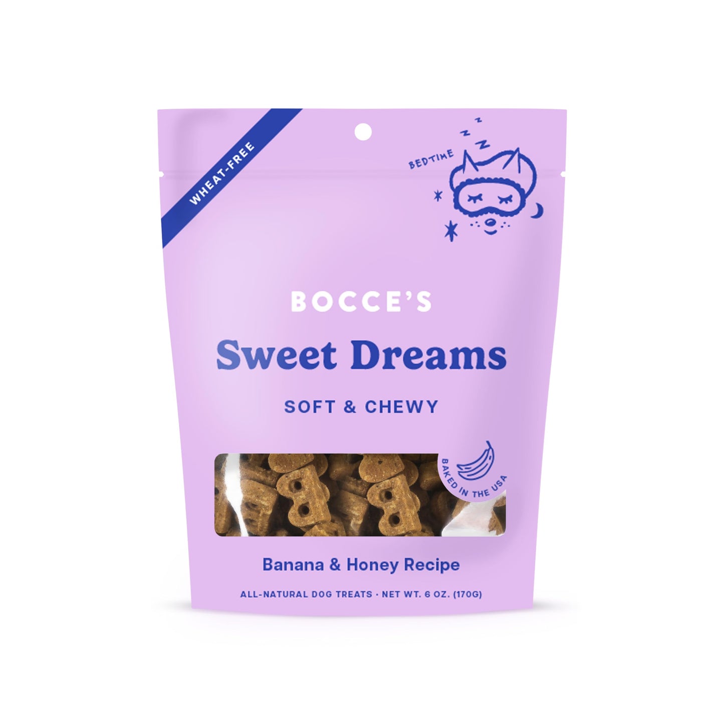 Bocce's Bakery Dailies Sweet Dreams Dog Treats for Bedtime Support, Wheat-Free Dog Treats, Made with Real Ingredients, Baked in The USA, All-Natural Soft & Chewy, Banana & Honey, 6 oz