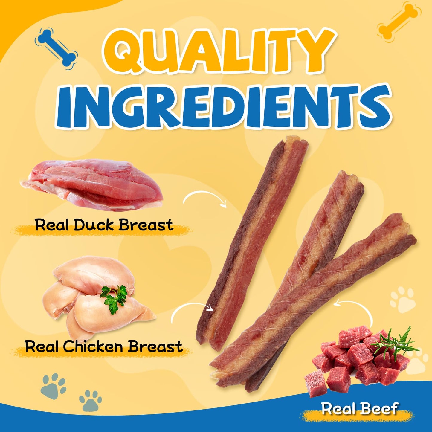 gazeupon Dog Jerky Treats,Triple Flavored Meat Strips for Dogs,Healthy Training Treats for Dogs,Made with Real Chicken,Duck,Beef,14.1 oz