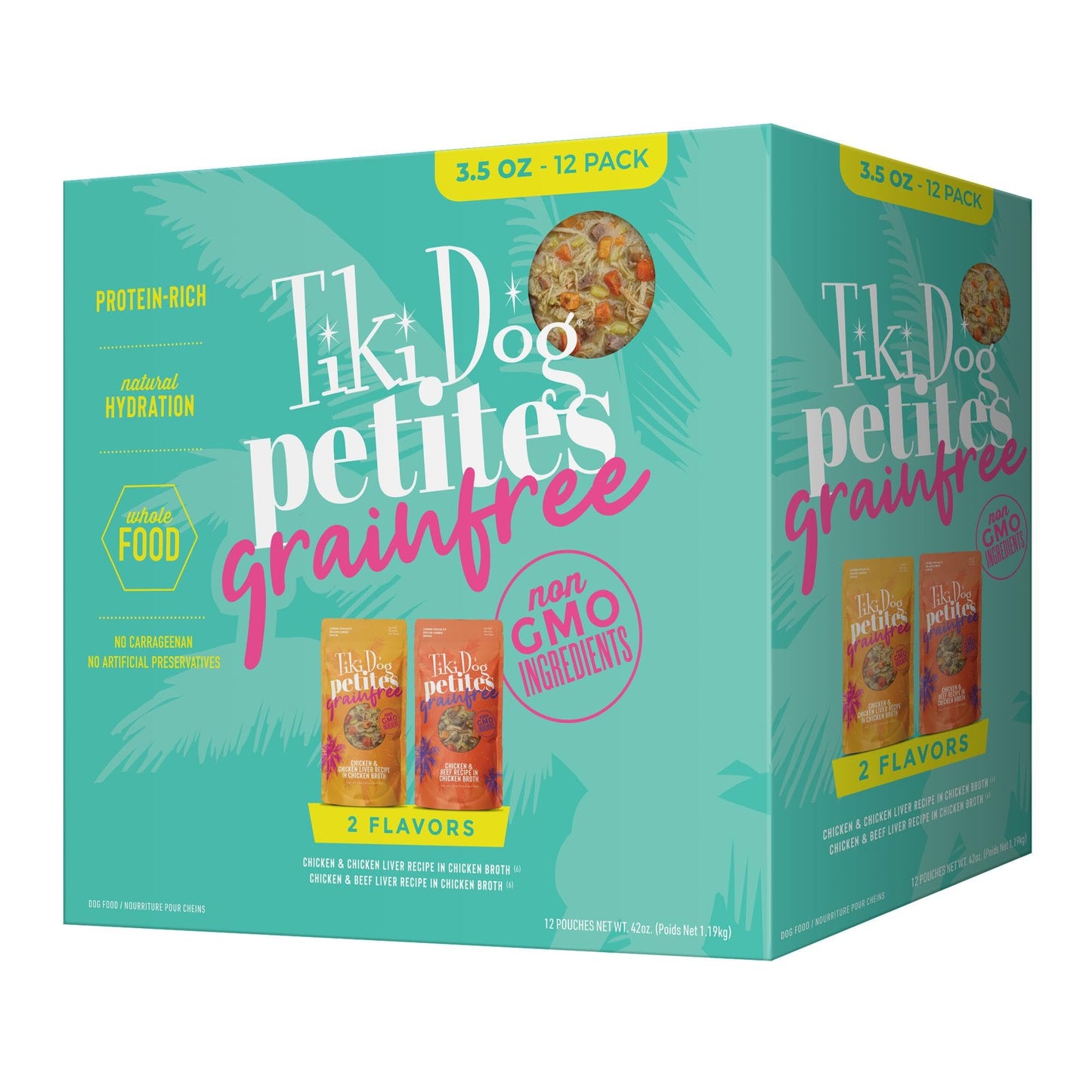 Tiki Dog Aloha Petites, Variety Pack, Nutrient Dense Meat, Wet Dog Food For Small Breed Dogs and All Life Stages, 3 oz. Pouch, Pack of 12