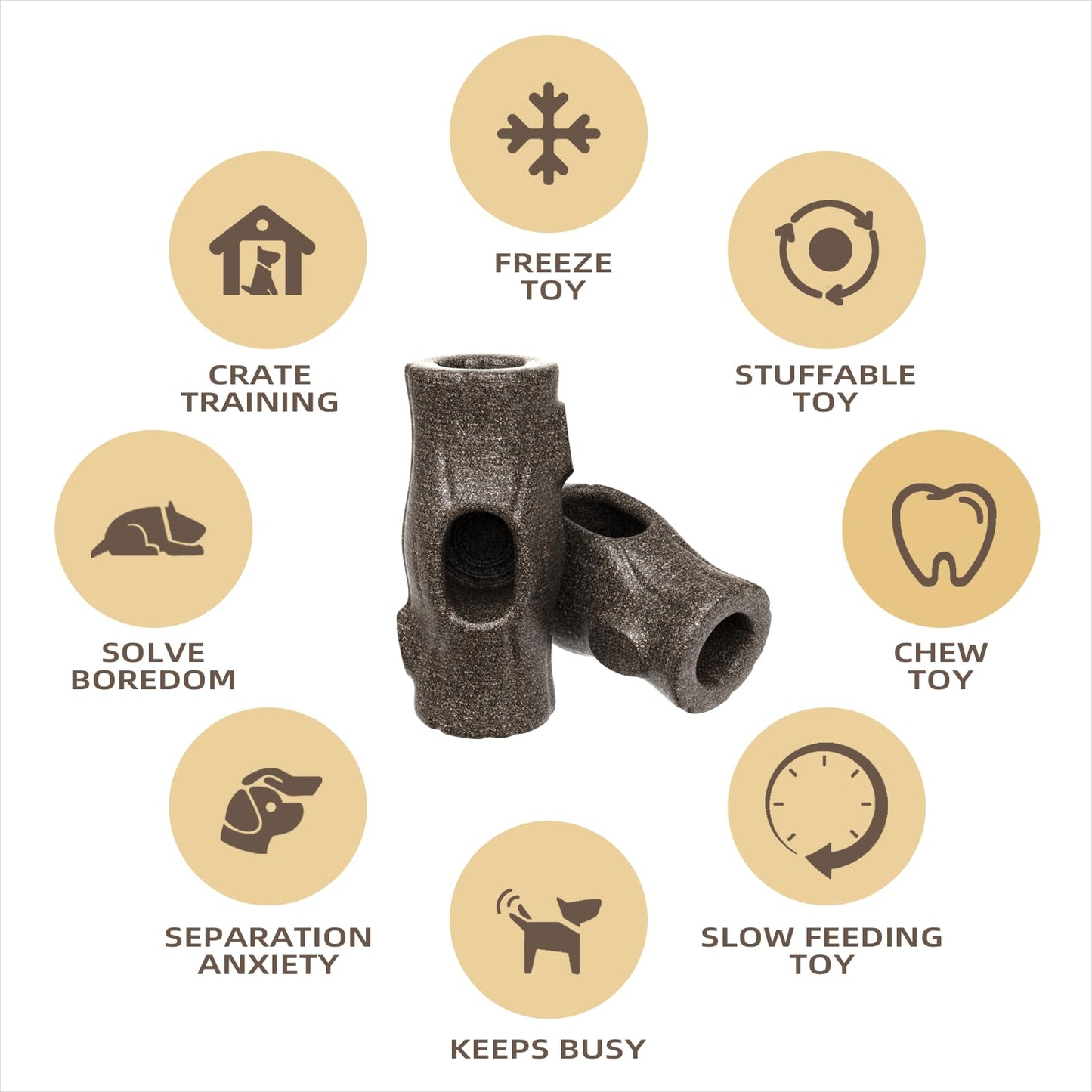 TERLOPBON Unbreakable Dog Toy for Power Chewers, Large Dog Interactive Feeder with Food Cups & Treat Food Slow Feeder - Anxiety Relief with Pupscile for Large Breeds (Grey, Medium)