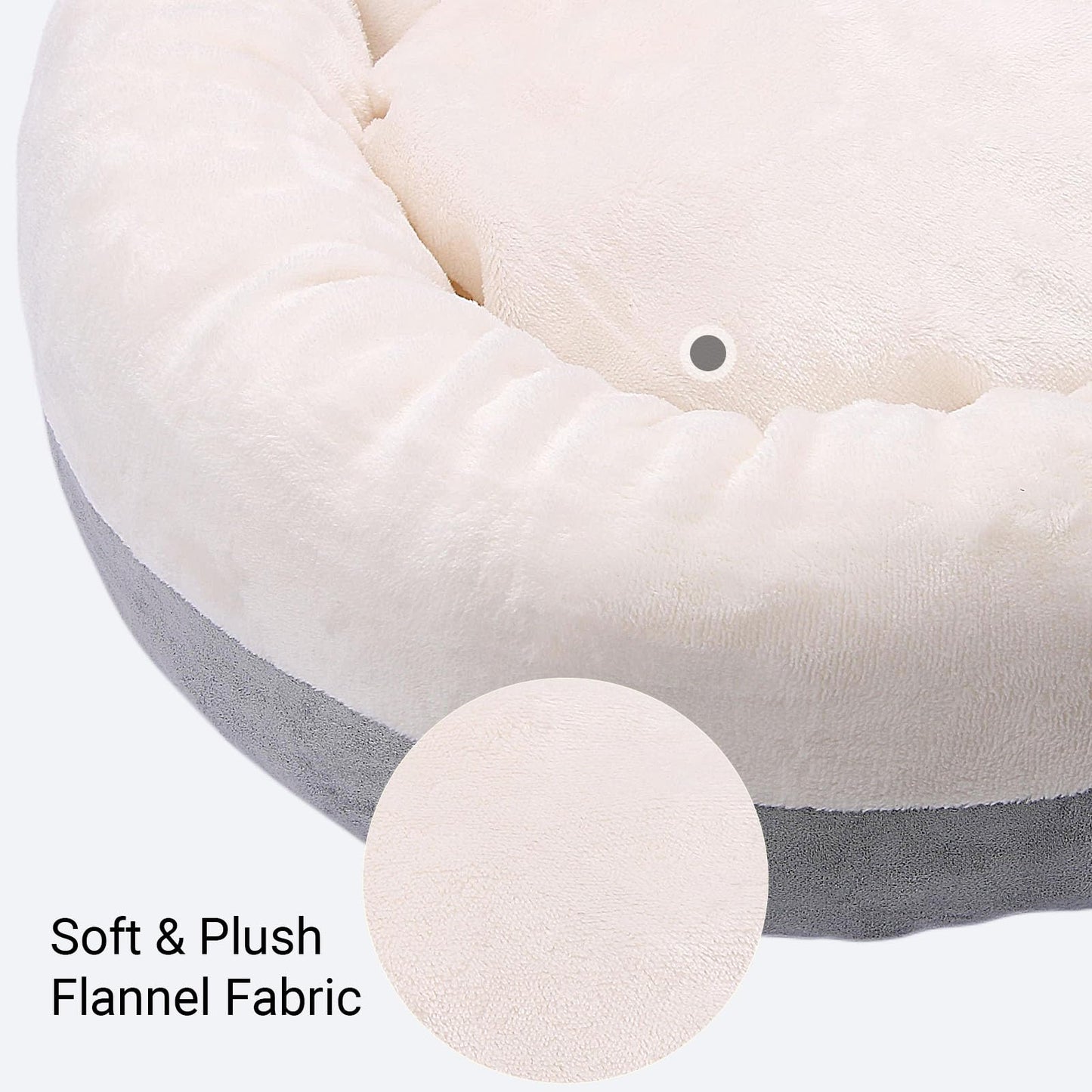 Donut Dog Bed for Small Medium Dogs Cats, 18 inch Calming Washable-Round Cozy Soft Pet Bed for Puppy and Kitten with Slip-Resistant Bottom