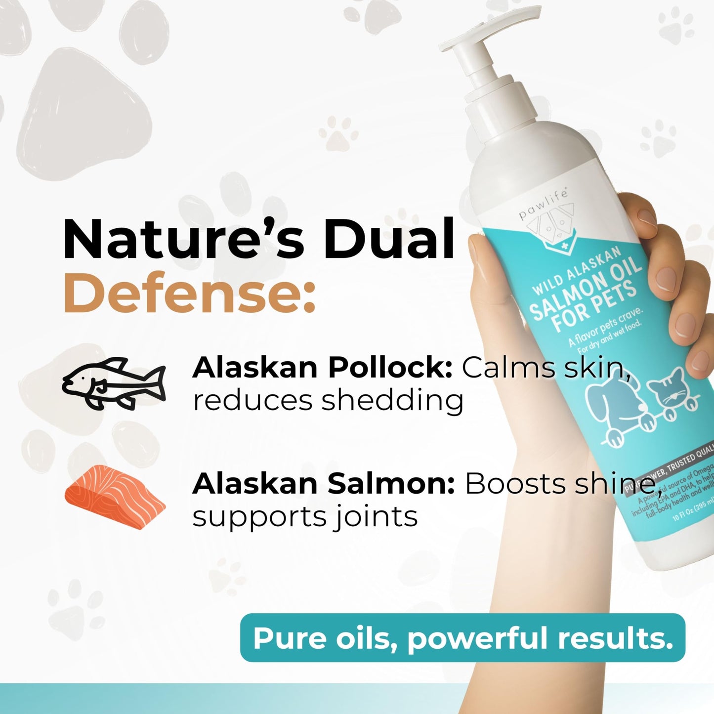 Pawlife Wild Alaskan Salmon Oil for Dogs and Cats - Omega-3s, including EPA and DHA, to Help Support Full-Body Health and Wellbeing for Sensitive Skin, Coat Health and Immune System Support - 10 Fl Oz