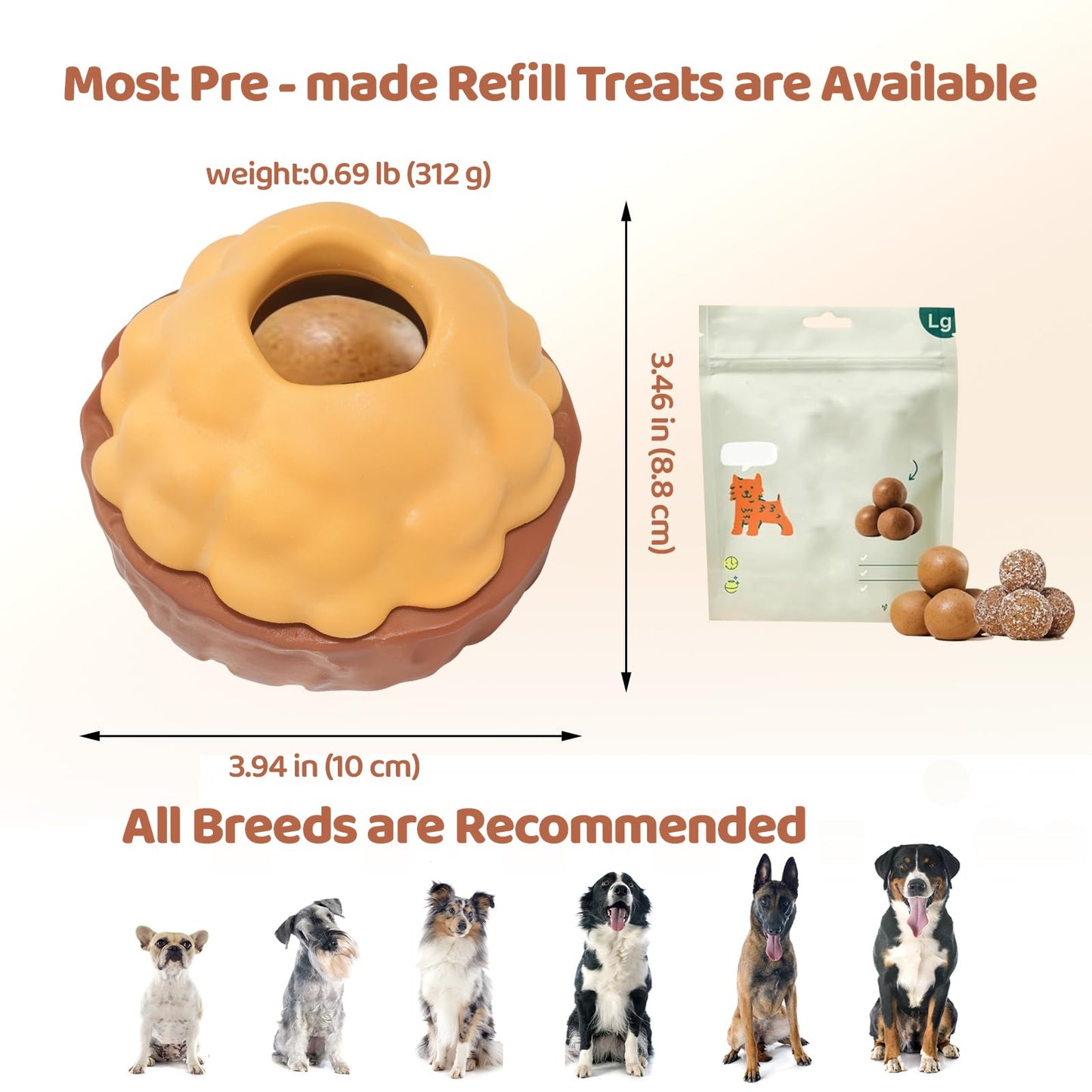 fyfracing Dog Treat Dispensing Enrichment Toys for Aggressive Chewers to Keep Them Busy，Interactive Indestructible Frozen Treat Molds Toy for Small Large Pet Dogs (Treat Toy)