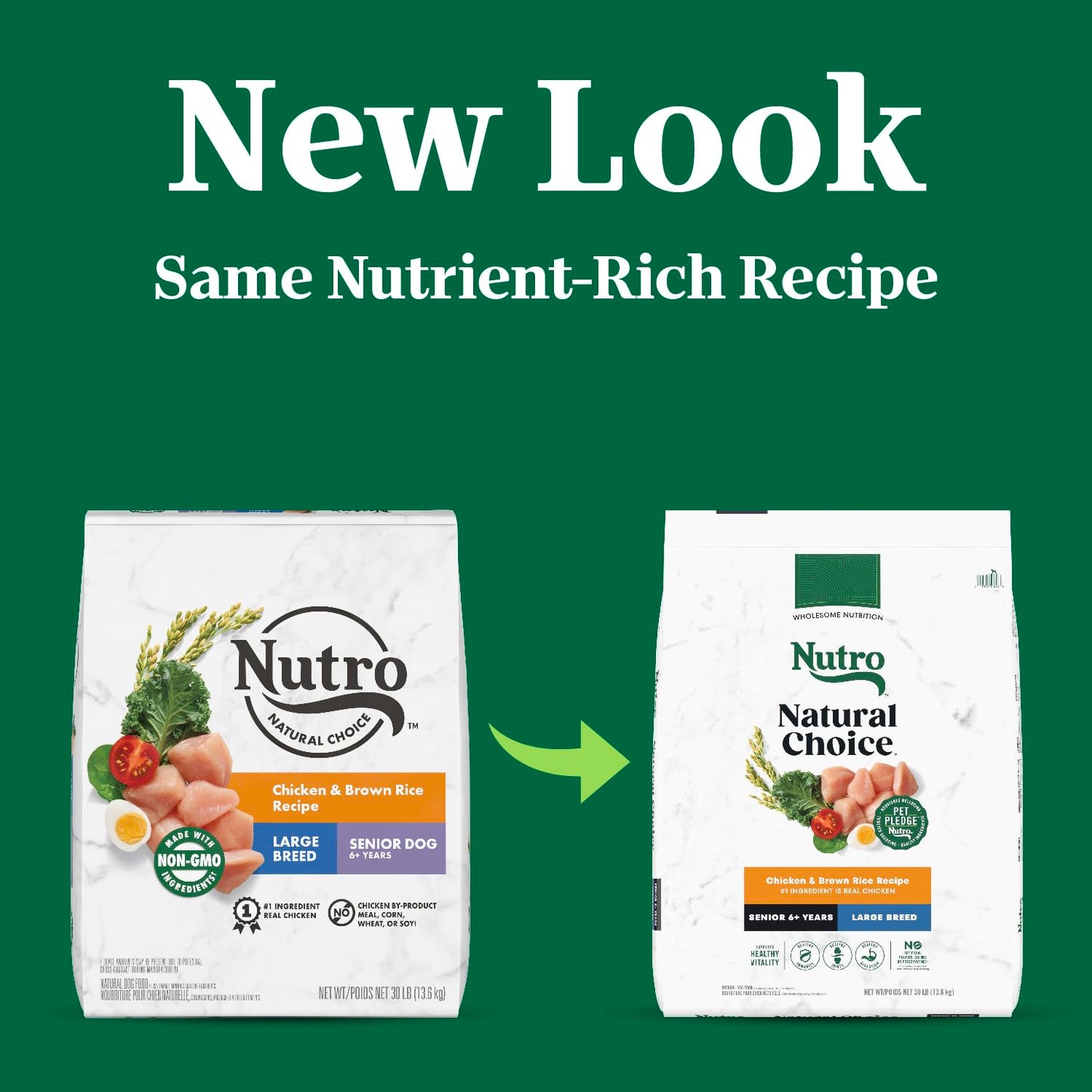 Nutro Natural Choice Senior Large Breed Dry Dog Food, Chicken and Brown Rice, 30 lbs.