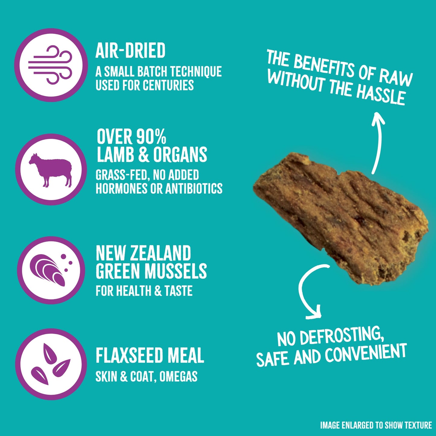 RawTernative Air Dried Dog Food, High Protein, Over 90% Real Lamb & Lamb Organs + New Zealand Green Mussels, Complete Meal or Topper, Grain Free, Gluten Free, Non GMO, (5 oz Bag)