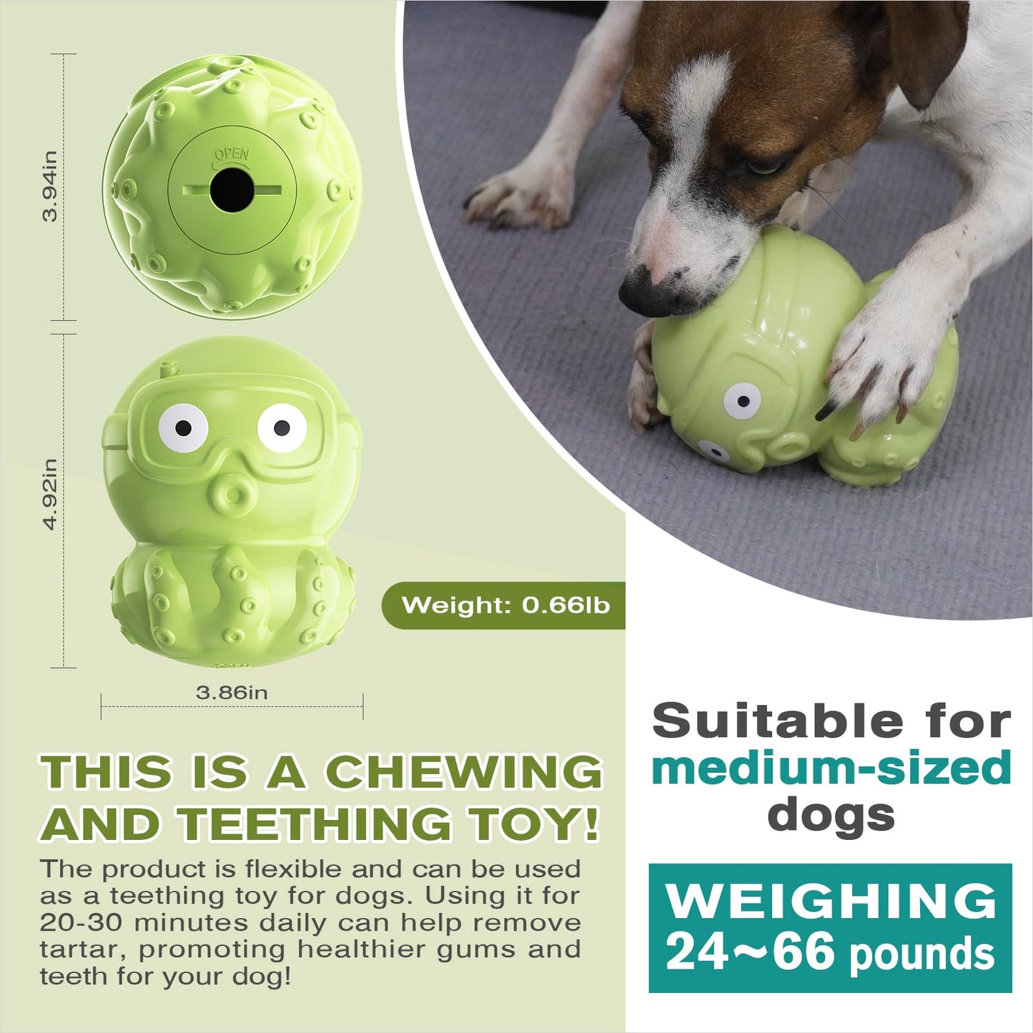 TLKNG Dog Chew Octopus Toy - Puppy Stuffable Freezable Toy - Filling Capabilities for Extended Play Time& Treat Food Dispensing Ball - Erichment Toys - Durable & Indestructible