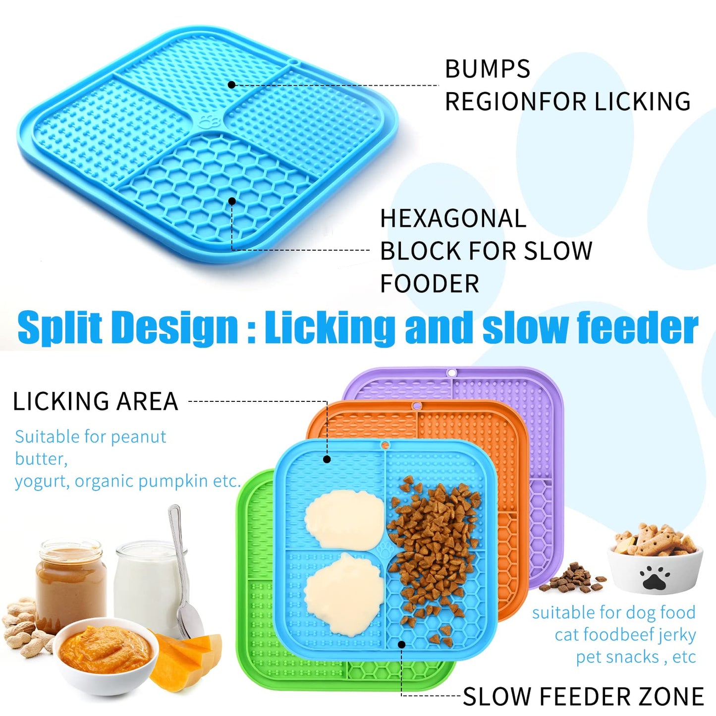 Lick Mat for Dogs, Premium Lick Pad with Suction Cups for Dog Anxiety Relief, Slow Feeder Dog Bowls, Bathing, Grooming and Training